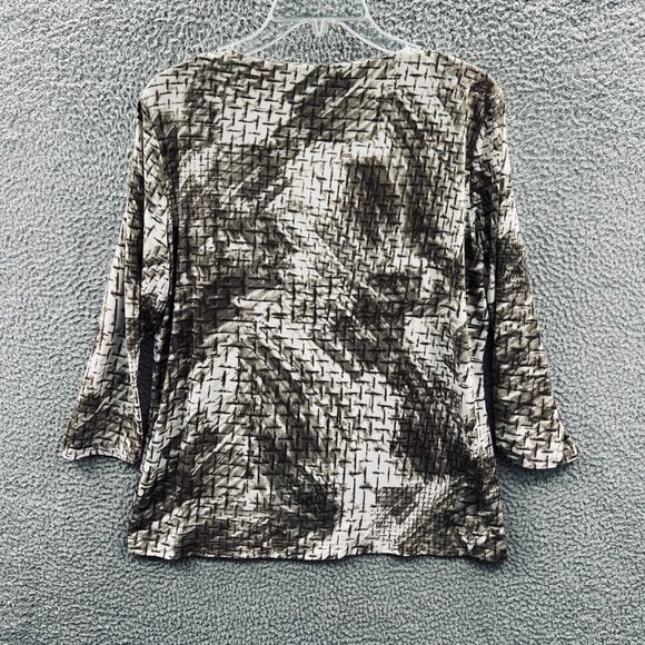 Easywear Chicos Womens Top 2 Large‎ Brown Tan Long Sleeve Pullover Shirt Stretch - Picture 2 of 8